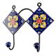 Navy Blue With Yellow Flower Ceramic Tile Wall Hook